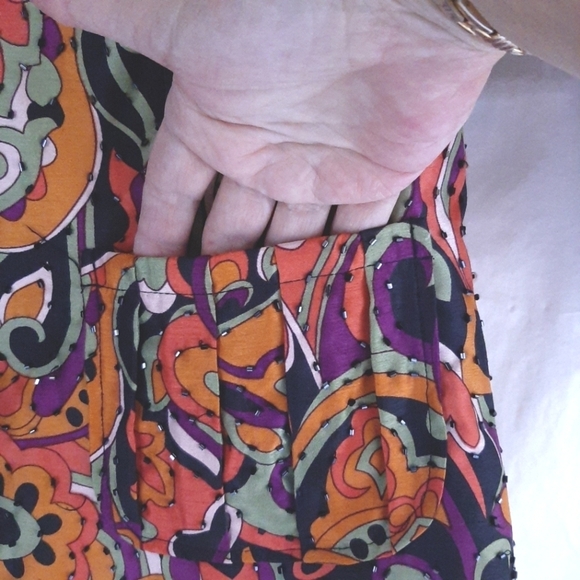 Victor Costa Vintage Ruffled Beaded 3/4 Cap Sleeve Orange Buttonup Jacket Sz 12 - Picture 8 of 9